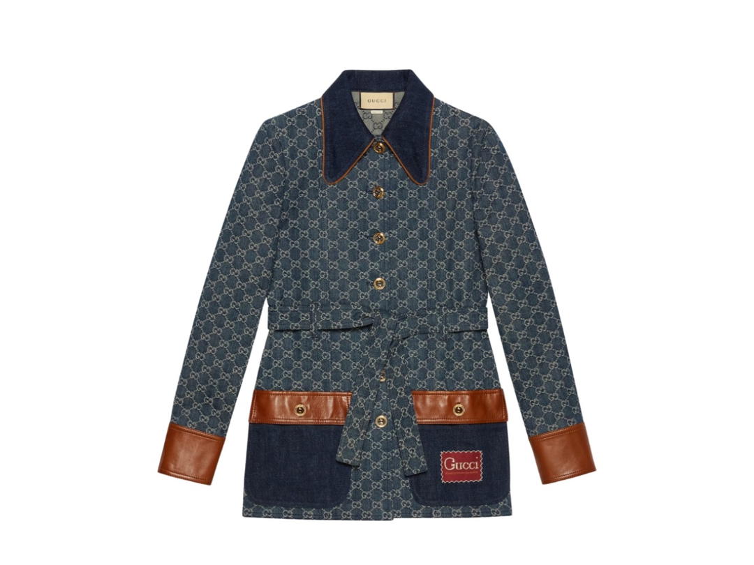 Gucci Gucci Washed Organic Denim Jacket Dark Blue Ivory