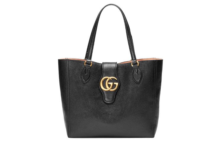 Gucci Gucci Leather Tote Bag Shopping Bag Shoulder Bags Handbags Small Size Women's Black