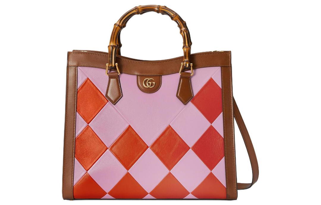 Gucci Gucci Diana Leather Tote Bag Shopping Bag Shoulder Bag Crossbody Bag Handbag Women's Pink/Brown/Orange