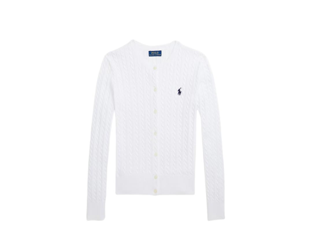 Polo Ralph Lauren Polo Ralph Lauren Mini-Cable Cotton Cardigan Optic White Navy