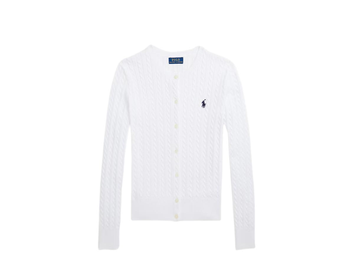 Polo Ralph Lauren Polo Ralph Lauren Mini-Cable Cotton Cardigan Optic White Navy