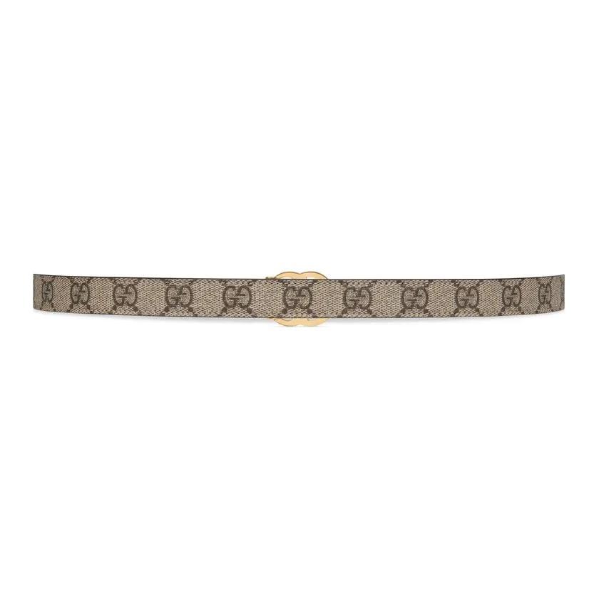 Gucci Gucci GG Marmont Reversible Thin Belt In Beige, Ebony & Black