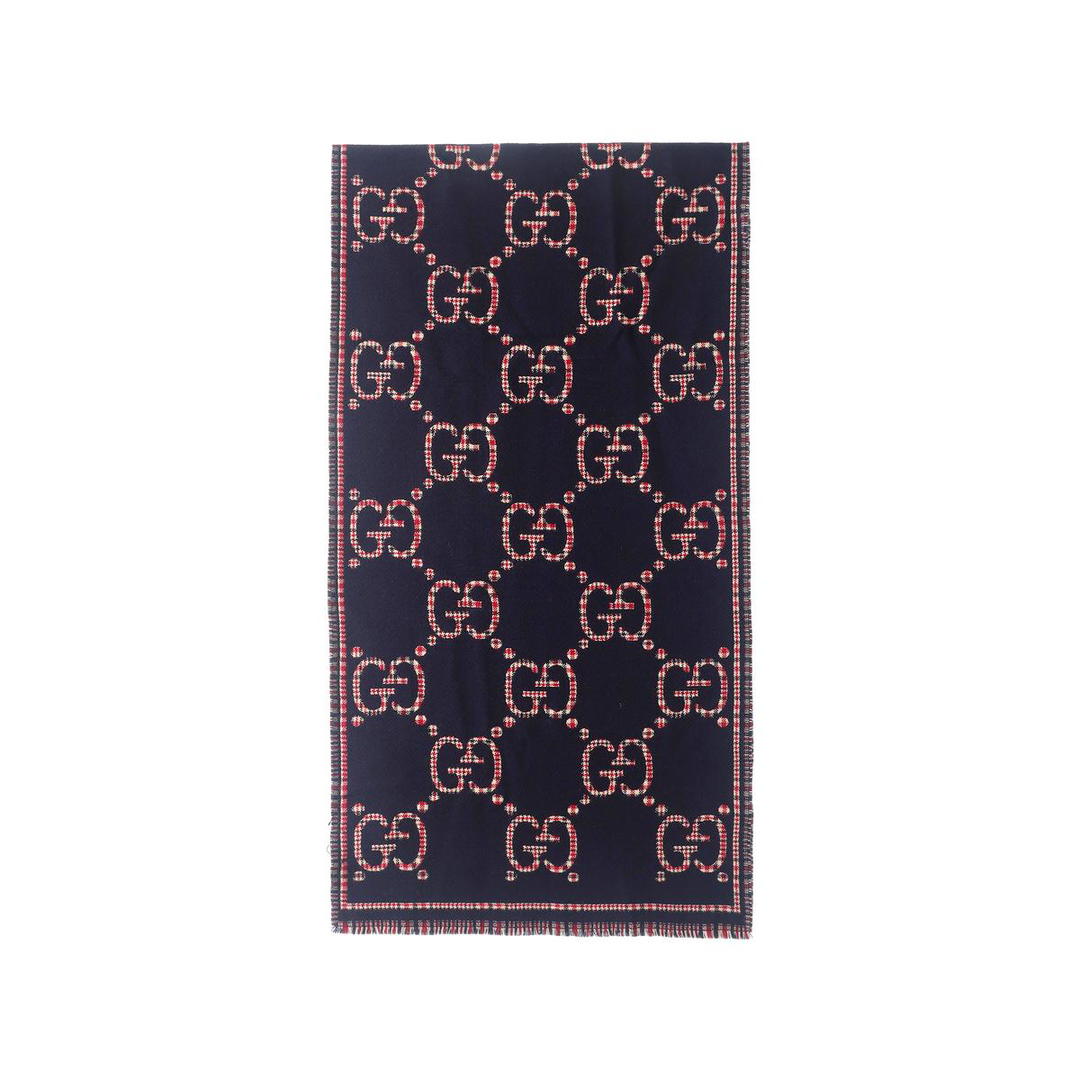 Gucci Gucci Knit Scarves Unisex Blue/Red