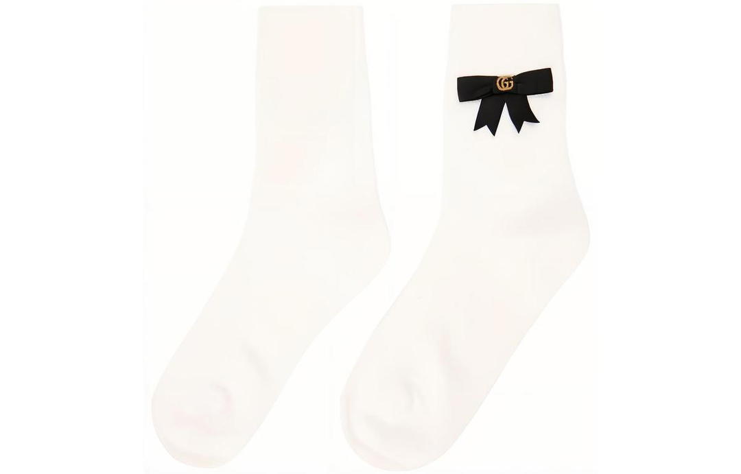 Gucci Gucci Cotton Blend Socks With GG Bow White