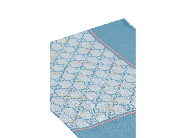 Gucci Gucci Jacquard Shawl With Frayed Edgeslight Blue Modal 81 Silk 19 - view 3