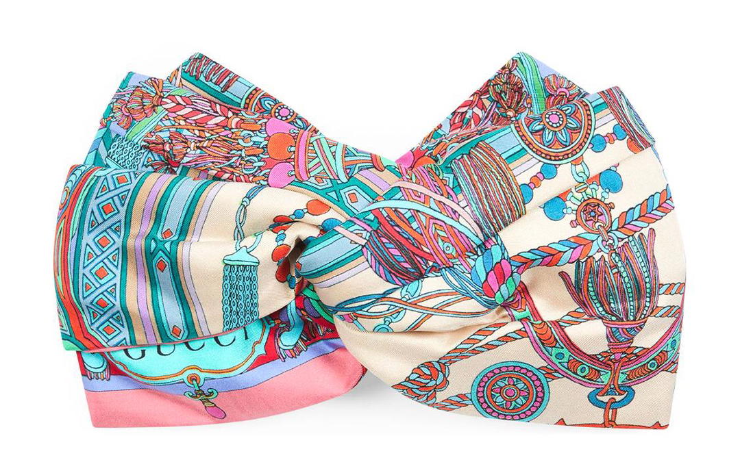 Gucci Gucci Tassel Chain Print Gathered Headband