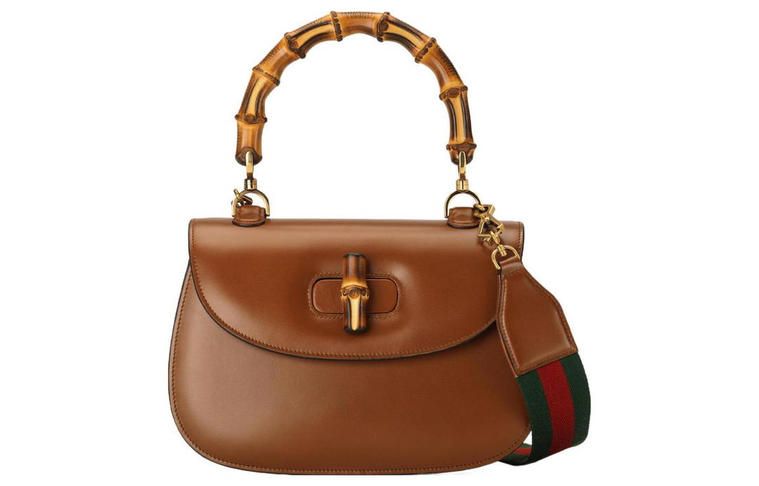 Gucci Gucci Bamboo 1947 Leather Shoulder Bag Crossbody Bag Handbag Medium Size Women's Brown