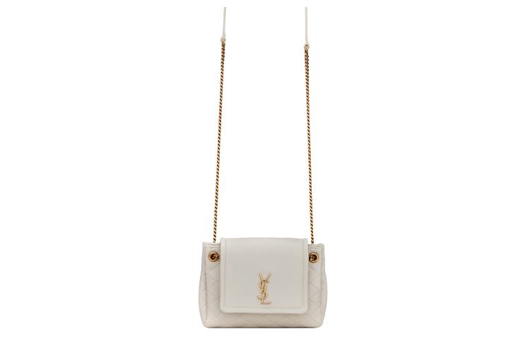 Saint Laurent SAINT LAURENT Nolita Diamond Pattern Sheepskin Shoulder Bag Crossbody Bag Mini Women's White
