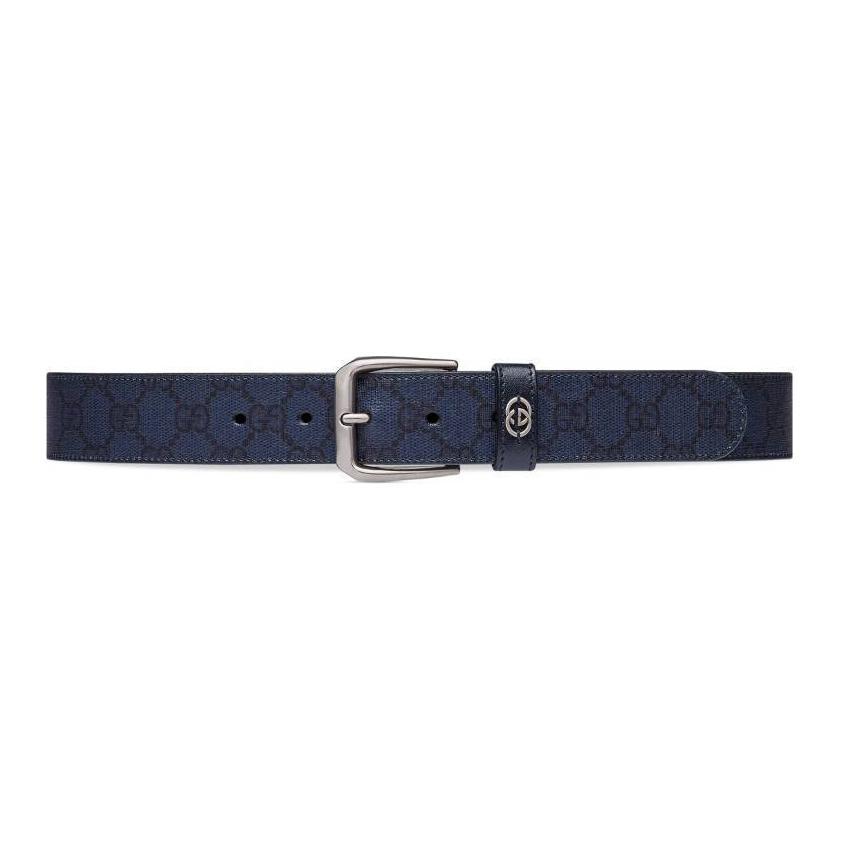 Gucci Gucci Metal Leather Belts Men's Blue/Dark Blue Width .3.6cm