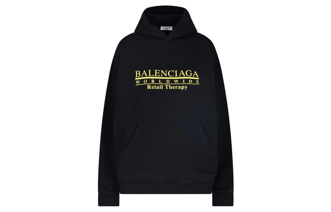 Balenciaga Balenciaga Retail Therapy Logo Cotton Hoodie Black