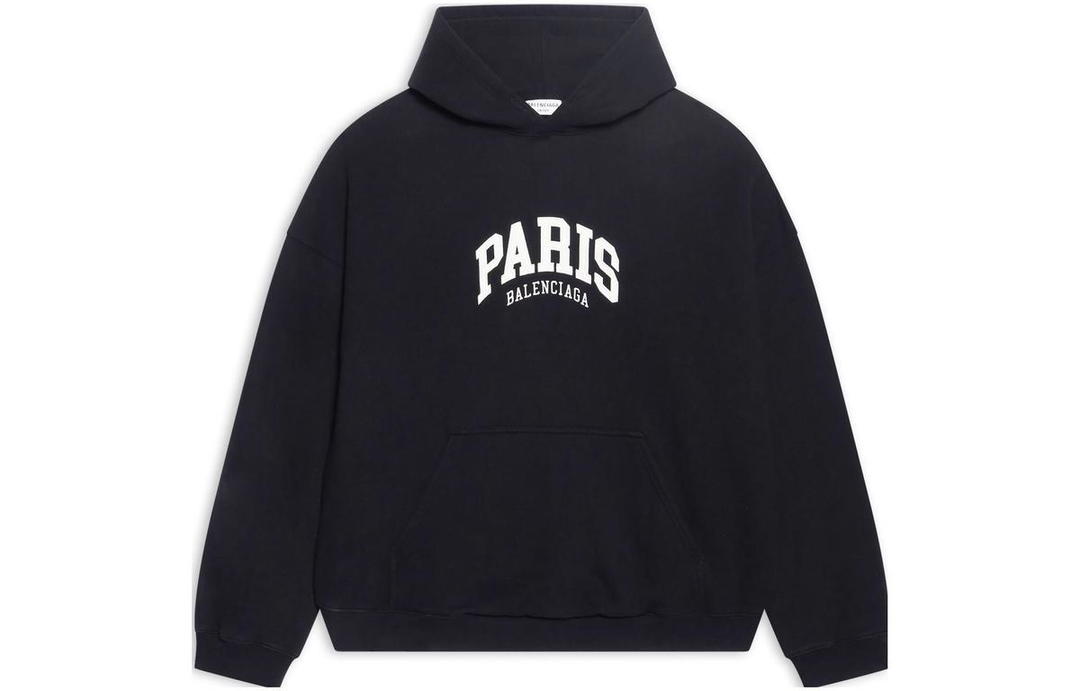 Balenciaga Balenciaga Women's Cities Paris Wide Fit Hoodie Black