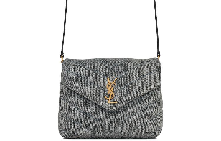 Saint Laurent Saint Laurent LOULOU Denim Cloud Bag Pillow Bag Shoulder Bag Crossbody Bag Mini Women's Light Blue