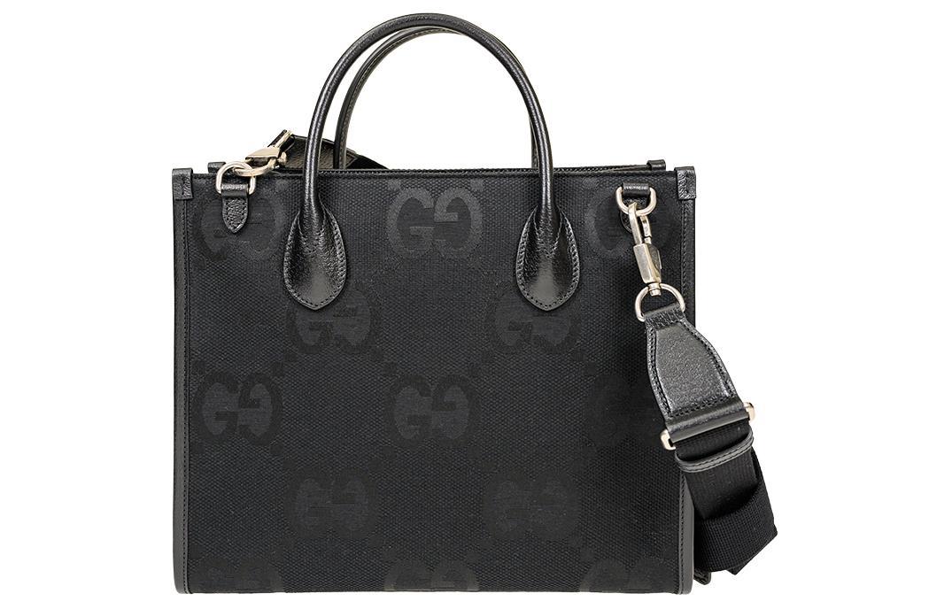 Gucci Gucci Canvas With Leather Trim Tote Bag Shopping Bag Canvas Bag Shoulder Bag Crossbody Bag Handbag Women's Black