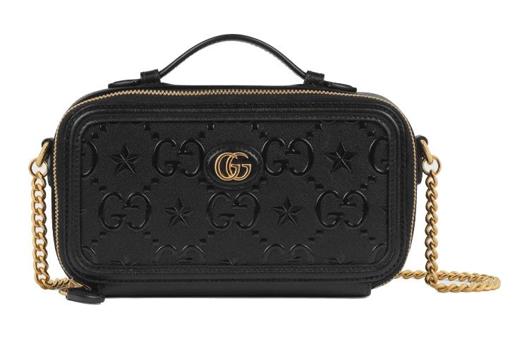 Gucci Gucci Leather Cell Phone Pouch Handbag Shoulder Bag Crossbody Bag Small Size Women's Black