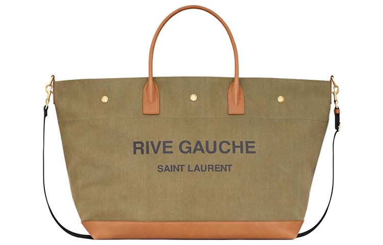 Saint Laurent Saint Laurent Rive Gauche Cotton Shoulder Bag Crossbody Bag Handbag Large Size Women's Army Green