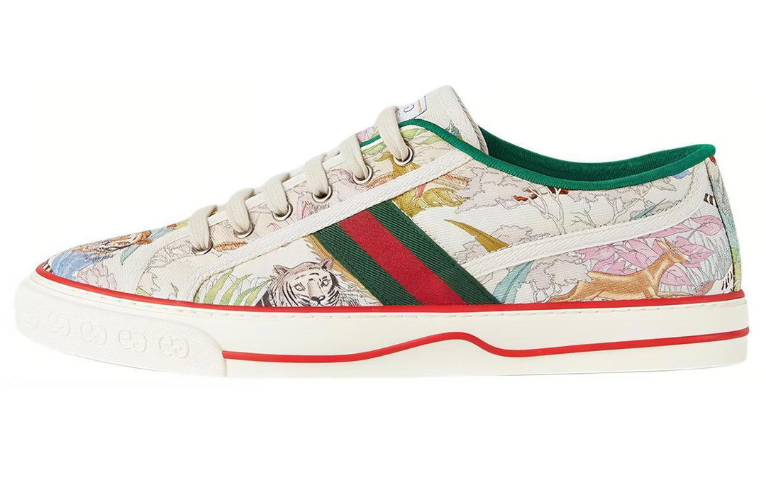 Gucci Gucci Tennis 1977 Tiger Year Collection Low Top Stylish Skateboarding Shoes Men's Ivory White