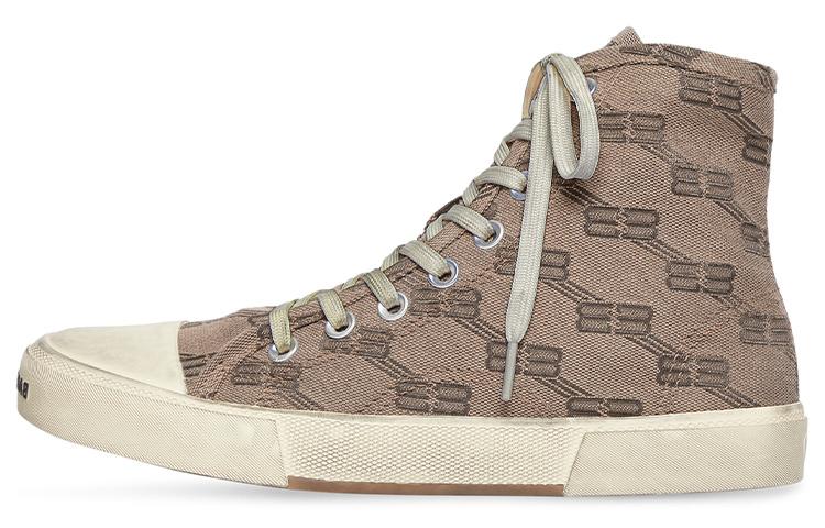Balenciaga Balenciaga Paris High Top Sneakers 'Tan Bb Monogram Cotton And White Rubber' Women's