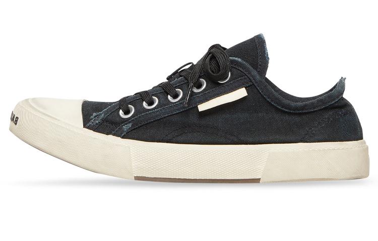 Balenciaga Balenciaga Paris Low Top Sneakers 'Black Destroyed Cotton And White Rubber' Women's