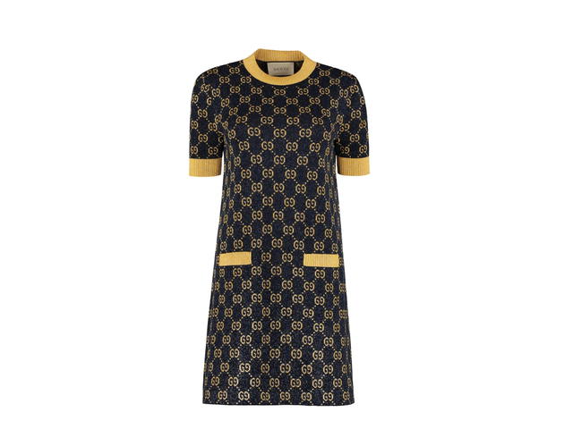 Gucci Gucci Crepe Mini Dress Blue Yellow - view 1