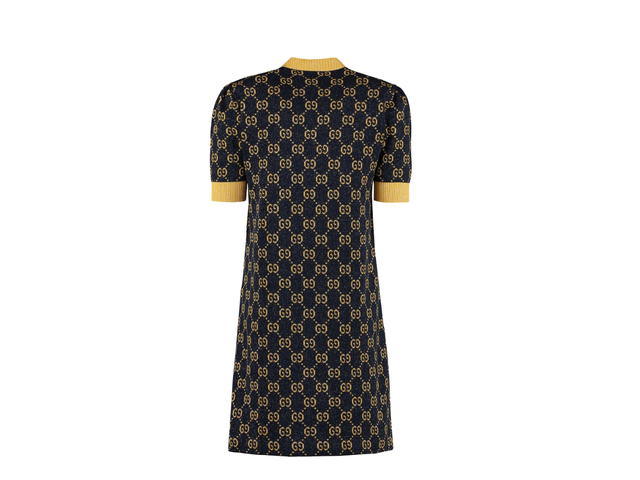 Gucci Gucci Crepe Mini Dress Blue Yellow - view 2
