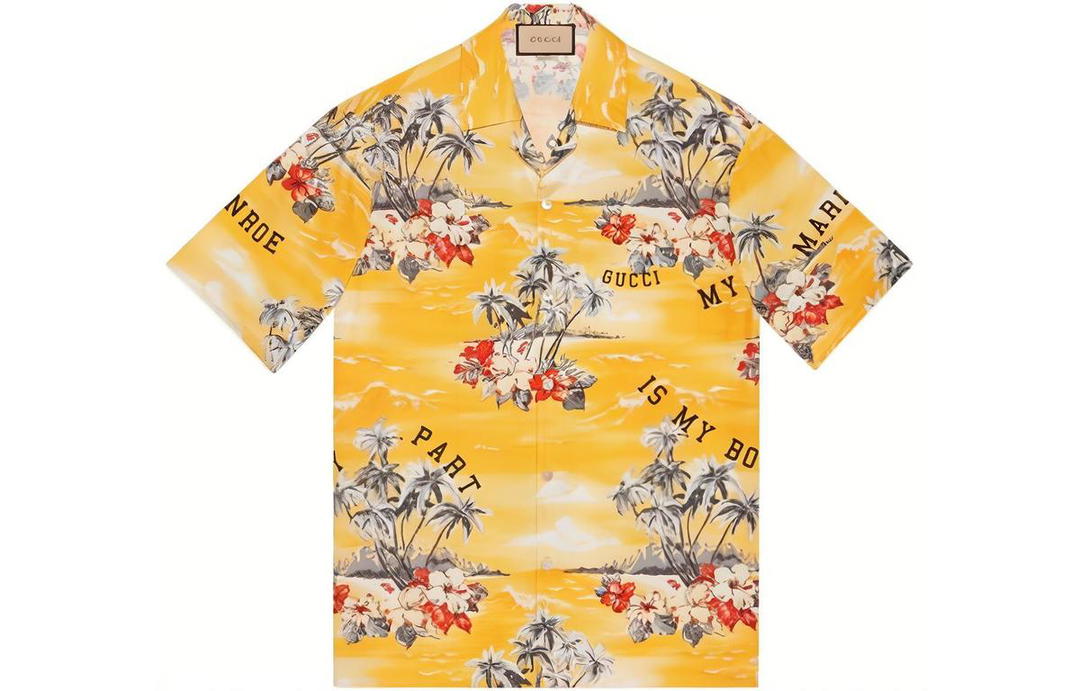 Gucci Gucci Printed Cotton Poplin Bowling Shirt