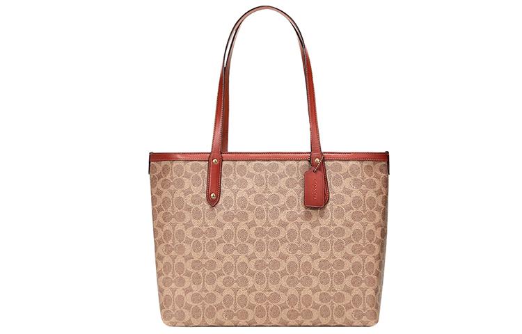 Coach Coach Central Canvas With Leather Tote Bag, Shopping Bag, Handbag, Shoulder Bag Women's Brown