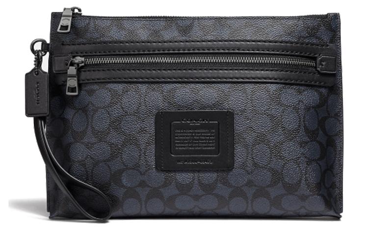 Coach Coach Academy PVC Messenger Bag Clutches Large Size Men's Dark Blue