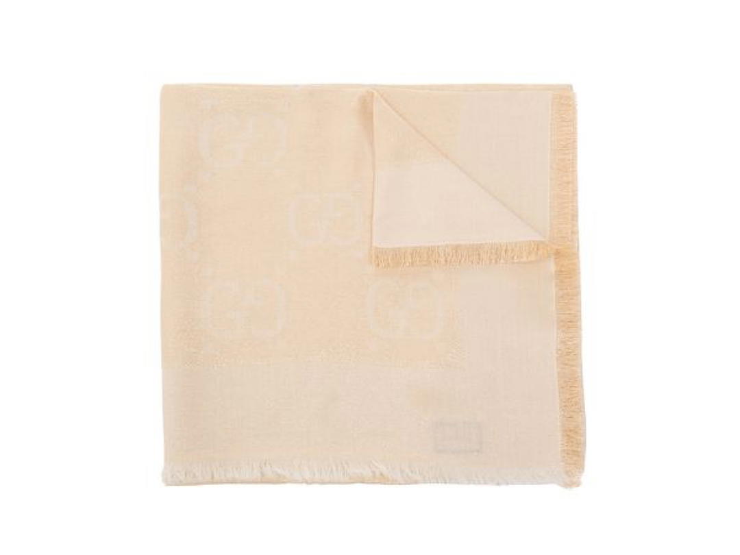 Gucci Gucci Gg Lam Jacquard Scarfbeige 49 Wool 26 Viscose 19 Silk 6 Metallized Fibre