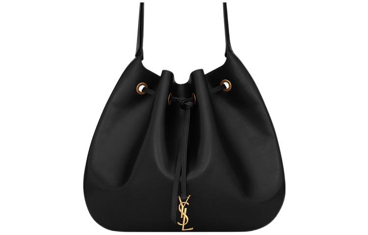 Saint Laurent Saint Laurent PARIS Calfskin Hobo Bag Crossbody Bag Shoulder Bag Large Size Women's Black
