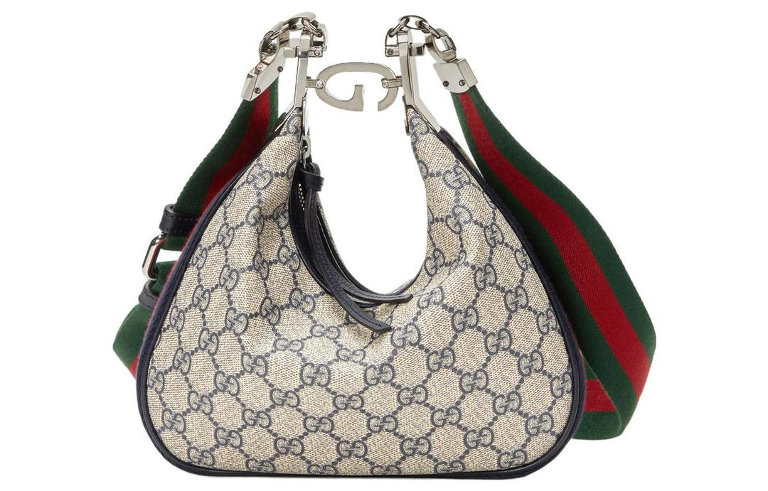 Gucci Gucci Attache Canvas Leather Trim Dumpling Bag, Portable Crossbody Bag, Shoulder Bag Women's
