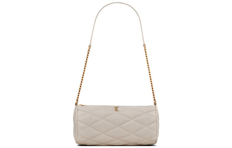 Saint Laurent SAINT LAURENT Leather Cylinder Bag Shoulder Bag Mini Women's White