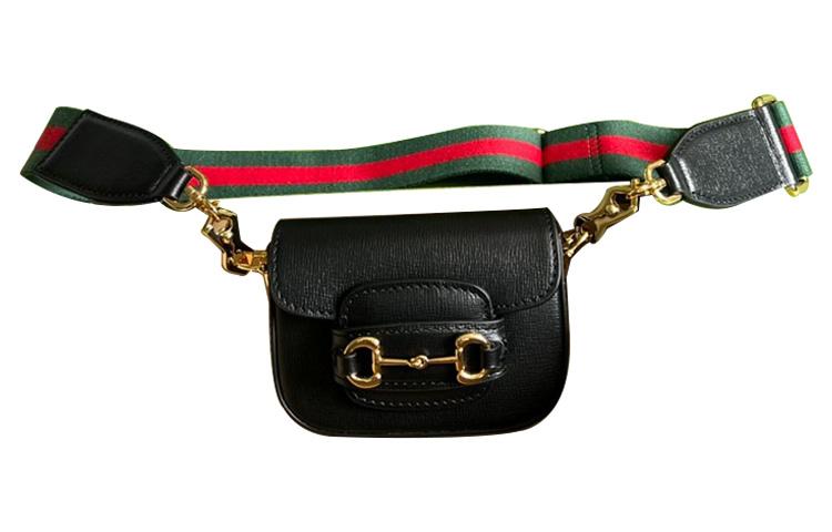Gucci Gucci Horsebit 1955 Leather Shoulder Strap Wallet Shoulder Bag Crossbody Bag Mini Women's Black