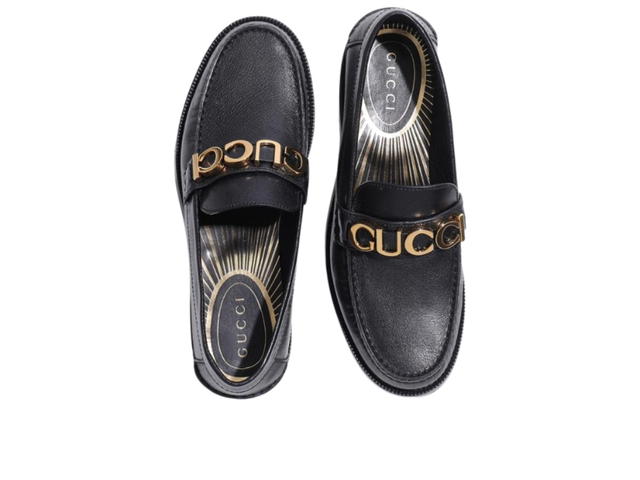 Gucci Gucci Goatskin Logo 15mm Loafers Black - view 3