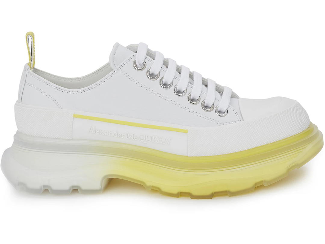 Alexander McQueen Alexander McQueen Tread Slick Low Lace Up Leather White Lichen Yellow Gradient (Women's)