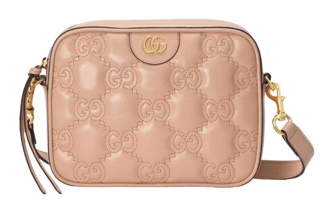 Gucci Gucci GG Matelassé Leather Small Square Camera Bag Shoulder Bag Crossbody Bag Small Size Women's Rose Beige