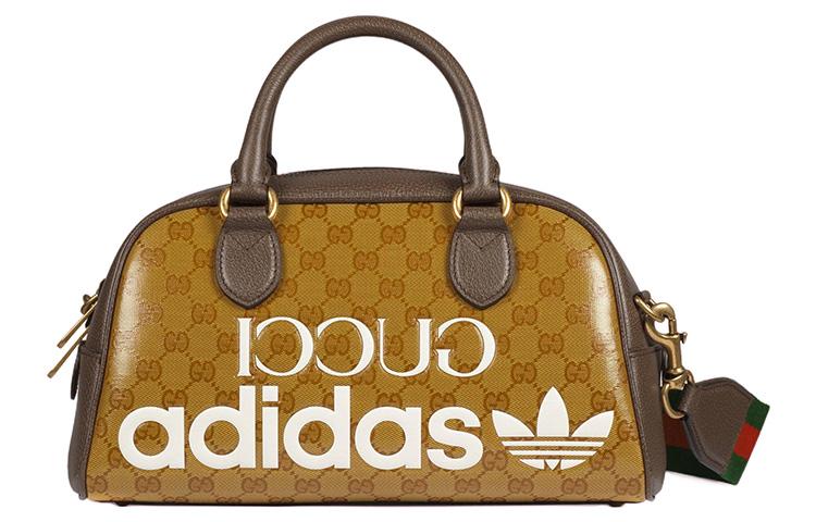 Gucci Gucci adidas Collaboration Leather Portable One Shoulder Travel Bag Mini Men's Brown Yellow