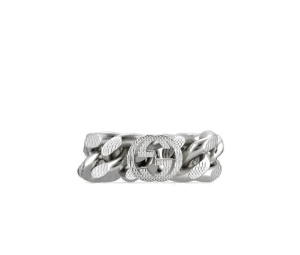 Buy Gucci Interlocking Gourmette Chain Ring Silver-toned Metal at Sasom – Authentic and Ready to Ship