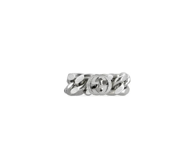 Gucci Gucci Interlocking Gourmette Chain Ring Silver-toned Metal - view 1