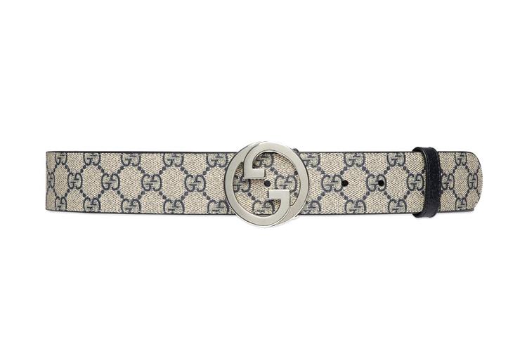 Gucci Gucci Blondie Leather Belts Men's Beige And Blue Width: 4cm