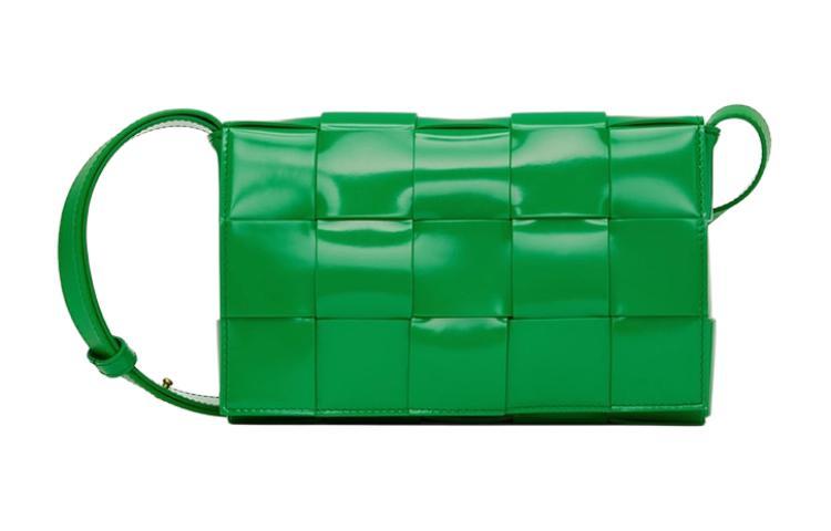 Bottega Veneta Bottega Veneta CASSETTE Patent Leather Calfskin Shoulder Bag, Crossbody Bag Women's Green