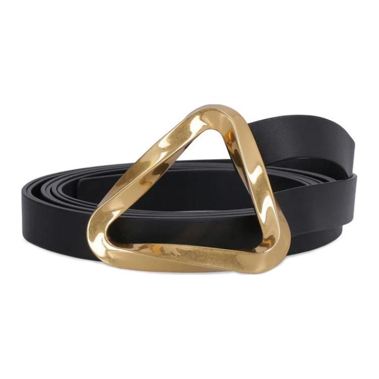 Bottega Veneta Bottega Veneta Calfskin Leather Belts Women's Black Width 5CM