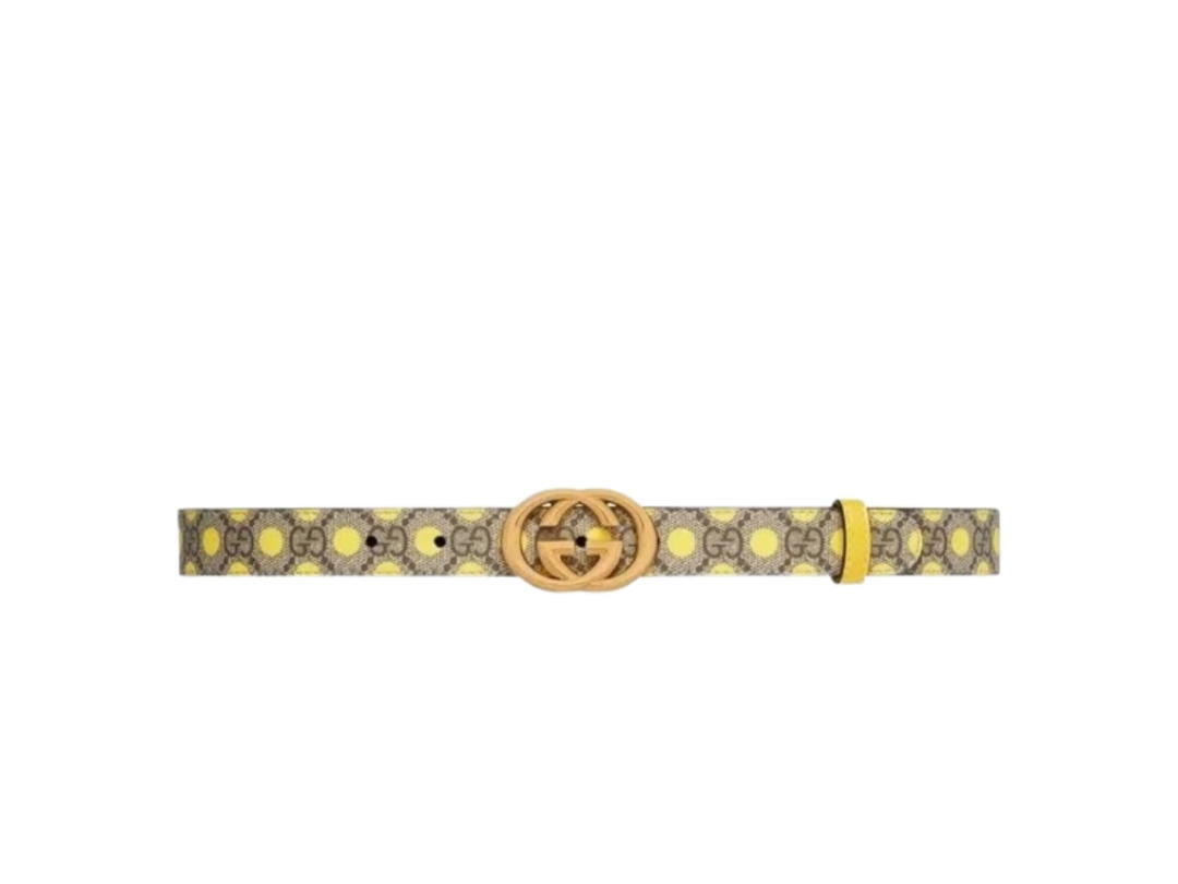 Gucci Gucci  Interlocking G Polka Dot Belt Yellow Beige