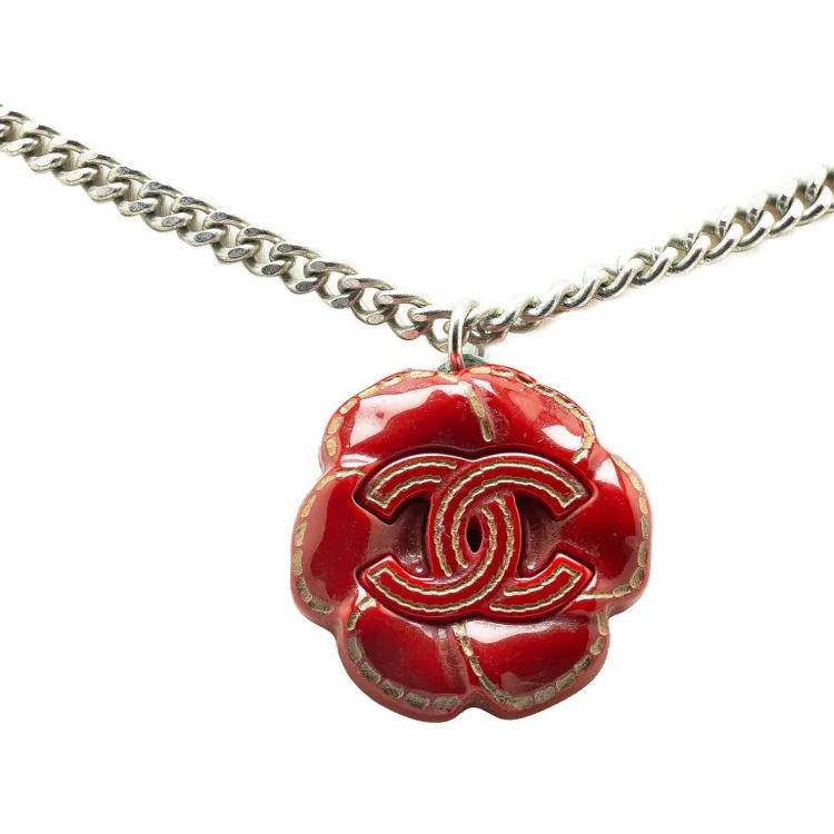 Chanel Chanel 2005 Resin Cc Camellia Charm Necklace Costume Necklace