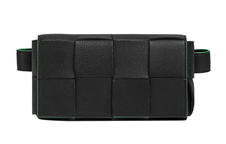 Bottega Veneta Bottega Veneta CASSETTE Pillow Bag Cow Leather Fanny Pack Mini Men's Black/Green
