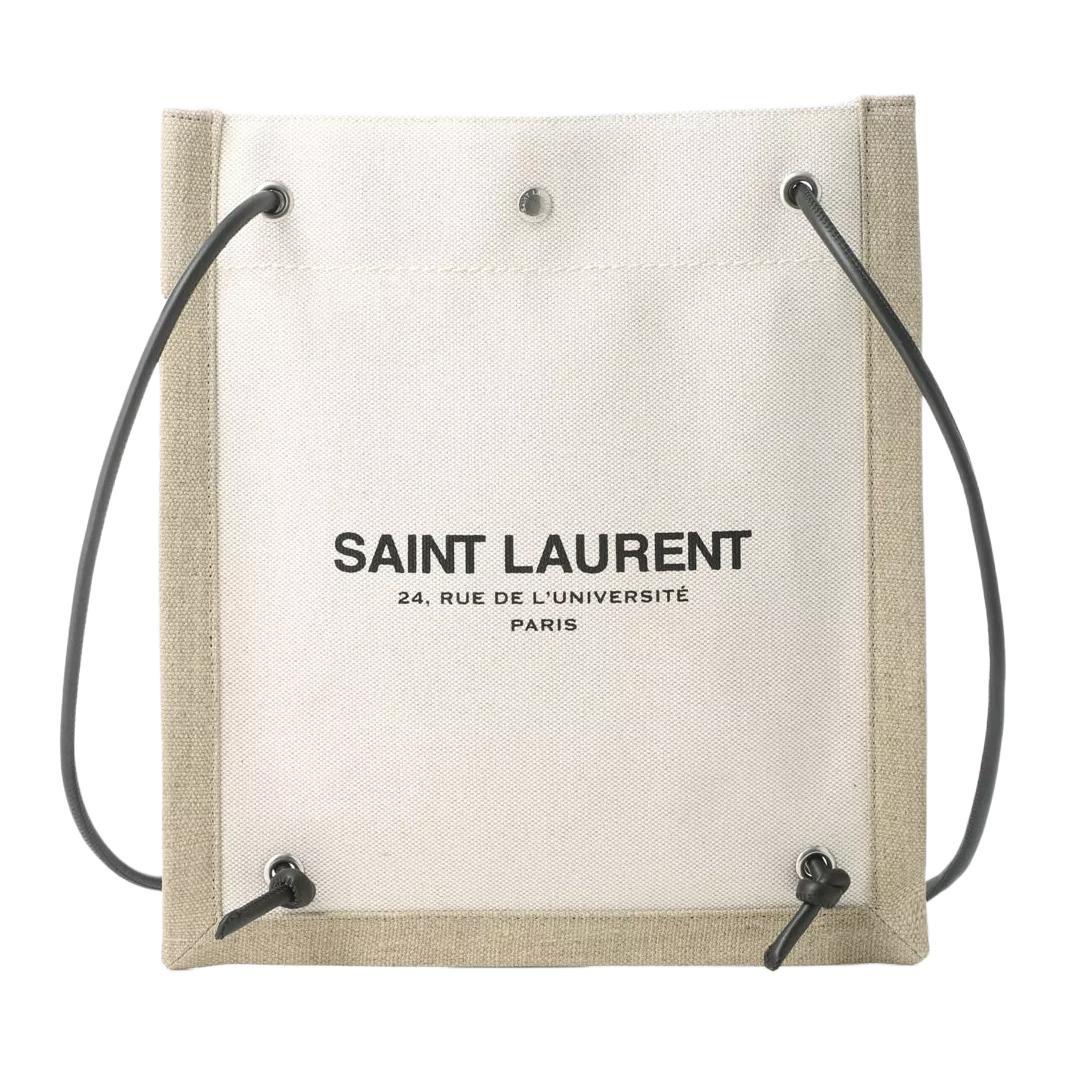 Saint Laurent Saint Laurent Linen With Cow Leather Tote Bag, Shopping Bag, Shoulder Bag, Crossbody Bag Regular Men's Beige