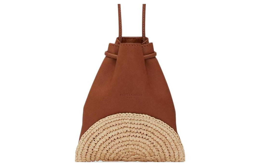 Saint Laurent Saint Laurent CASSANDRE Raffia Calfskin Shoulder Bag Crossbody Bag Mini Women's Burgundy/Beige