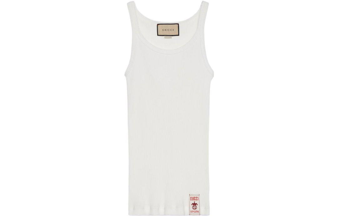 Gucci Gucci Logo patch Ribbed Cotton Tank Top