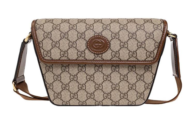 Gucci Gucci Cowhide Patchwork Canvas Crossbody Bag, Shoulder Bag Men's
