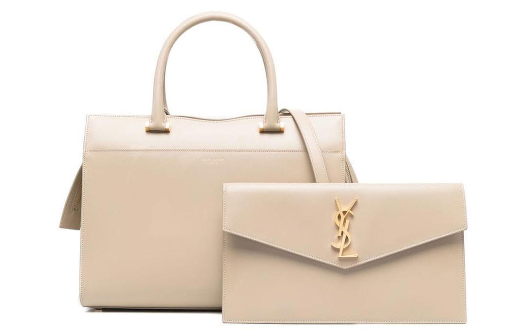 Saint Laurent Saint Laurent PARIS Calfskin Shoulder Bag Crossbody Bag Handbag Women's Beige