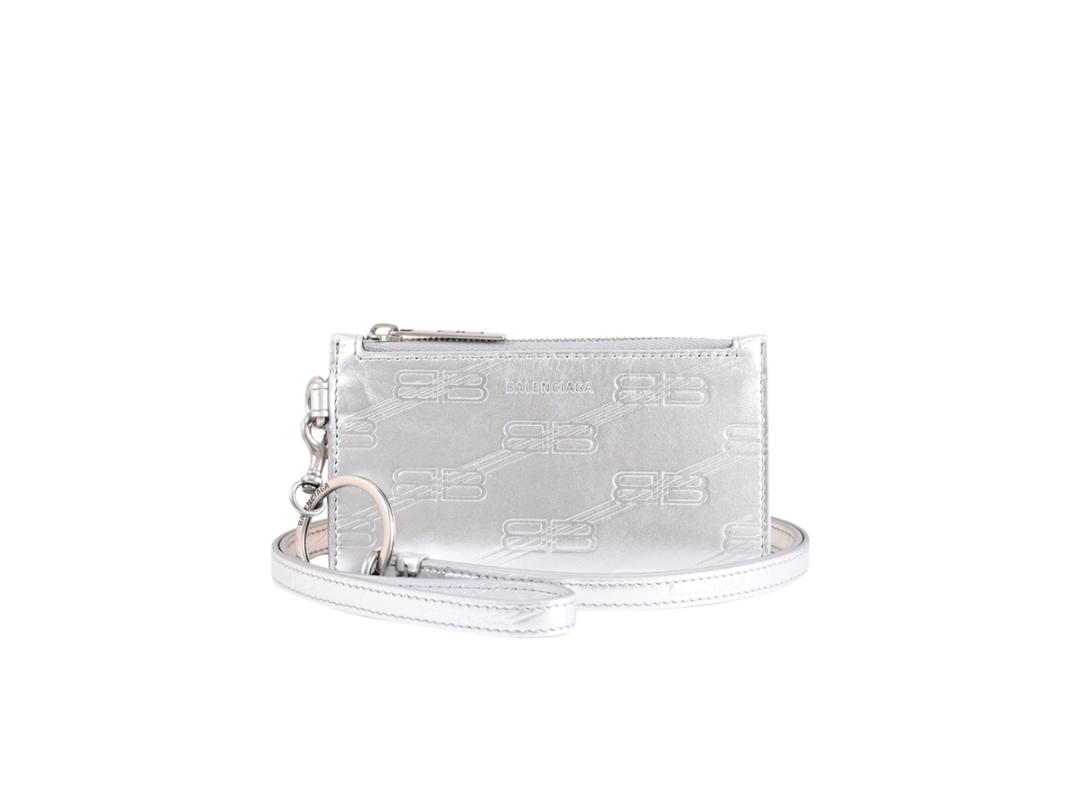 Balenciaga Balenciaga Logo-Debossed Cardholder Key Ring Silver